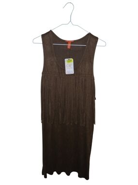 Chelsea & Violet Brown Suede Scoop Neck Dress Festival Concert Size M